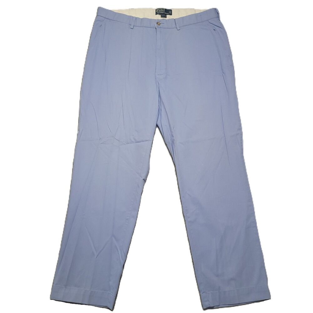 Vintage Polo Ralph Lauren Chino Pants Mens 36x30 Stretch Light Blue Straight Fit